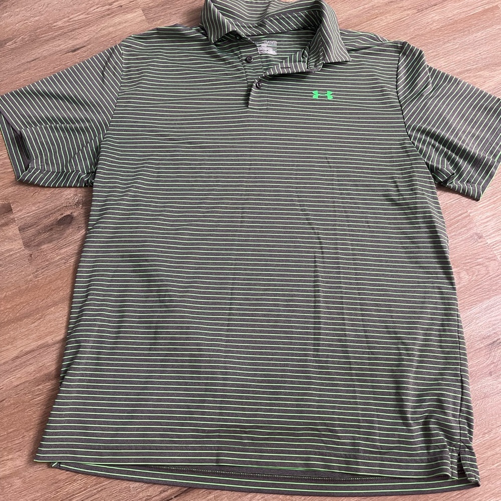 Men’s Under Armour Heat Gear Striped Dryfit Polo Size XL